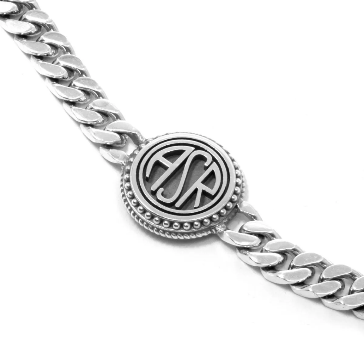 AS Roma Bracciale Grumetta Sigillo ASR tondo X Nove25, Unisex, Argento Brunito< Gioielli