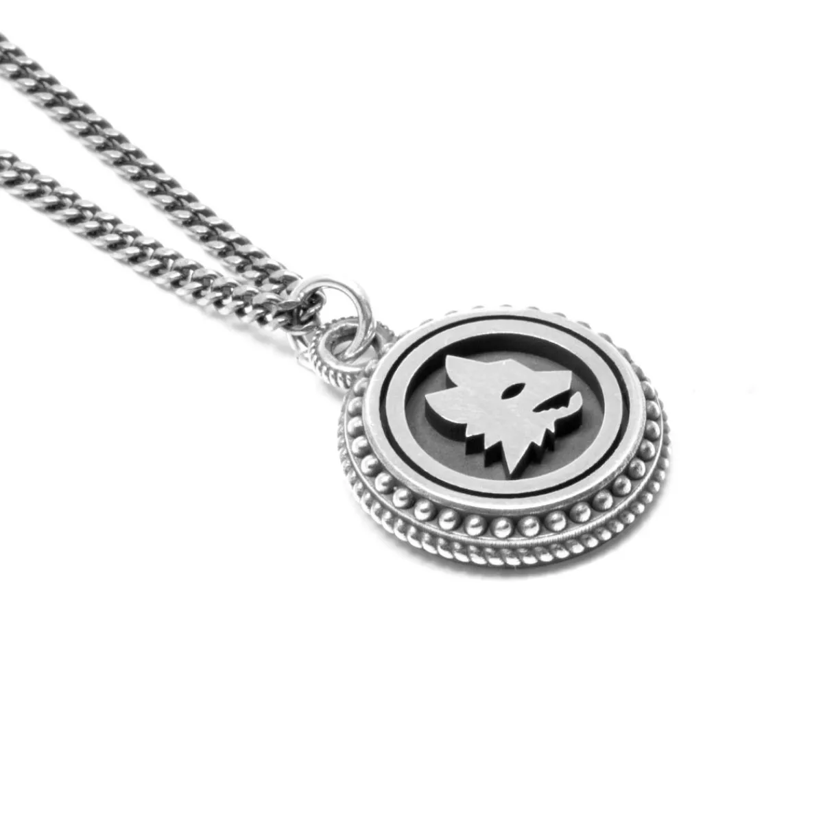 AS Roma Collana Grumetta Pendente Lupa X Nove25, Unisex, Argento Brunito< Gioielli