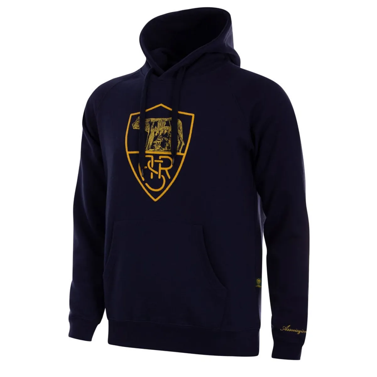 AS Roma Felpa con cappuccio logo Crest Heritage Collection, Uomo, Blu<Uomo Felpe