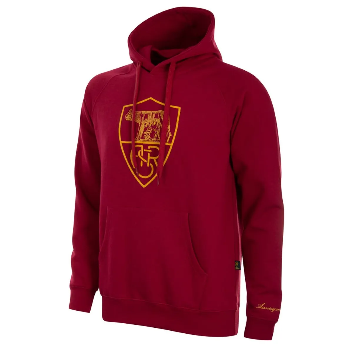 AS Roma Felpa con cappuccio logo Crest Heritage Collection, Uomo, Rossa<Uomo Felpe