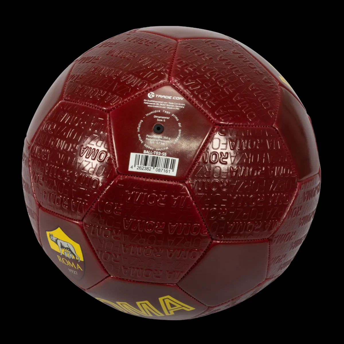 AS Roma Pallone con pattern Forza Roma in rilevo, taglia 5< Palloni