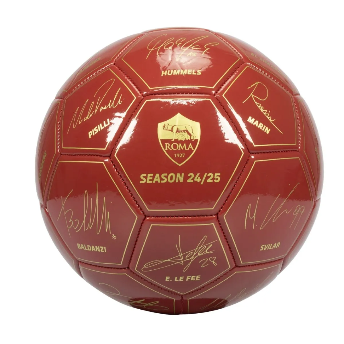 AS Roma Pallone da calcio con autografi calciatori 2024/25, Taglia 5< Palloni