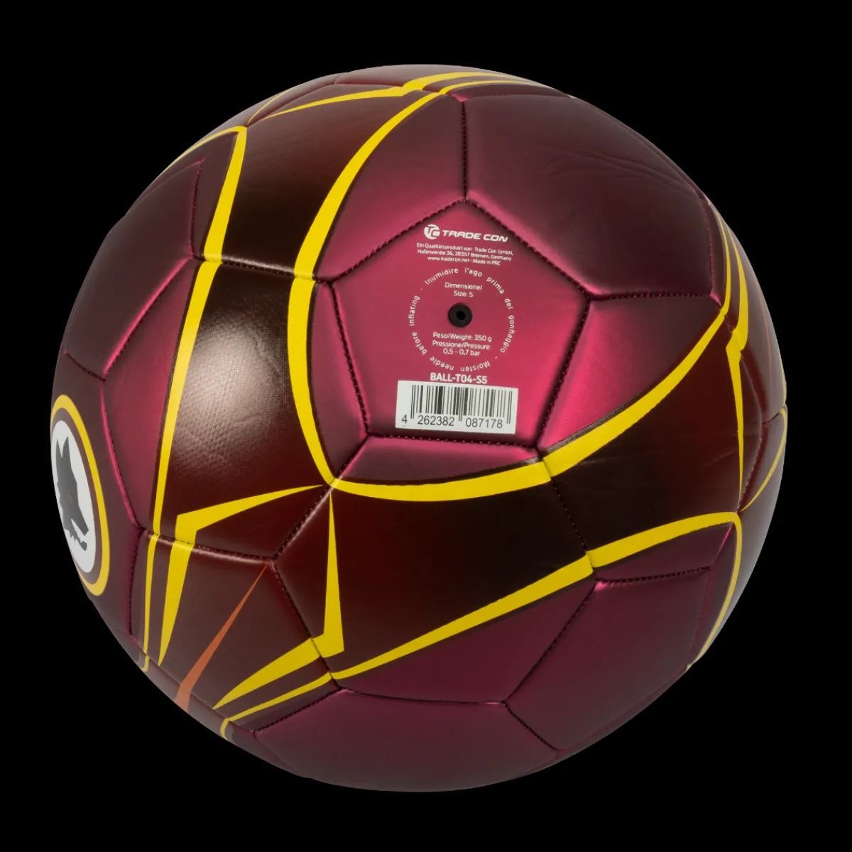 AS Roma Pallone da calcio finitura metallizata e Logo Lupo, Taglia 5< Palloni