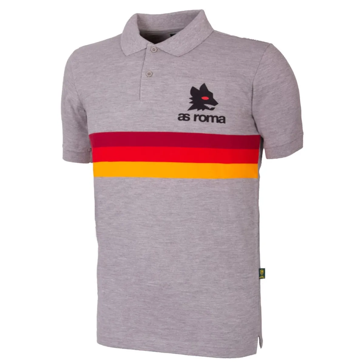 AS Roma Polo retrò a righe con logo Lupetto , Adulto, Grigio<Uomo T-shirts E Polo