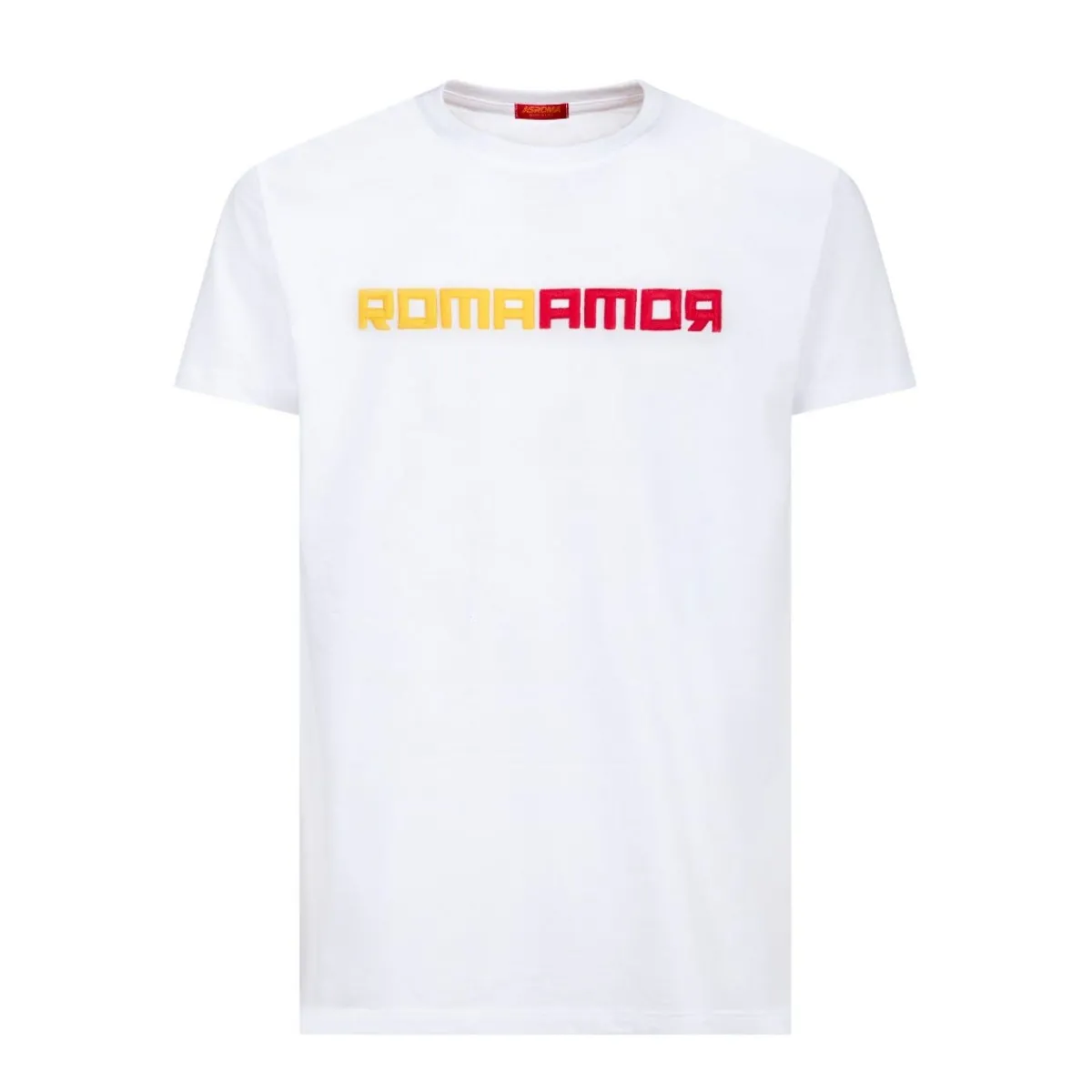 AS Roma T-shirt logo ricamato ROMAMOR, Adulto, Bianco<Uomo T-shirts E Polo