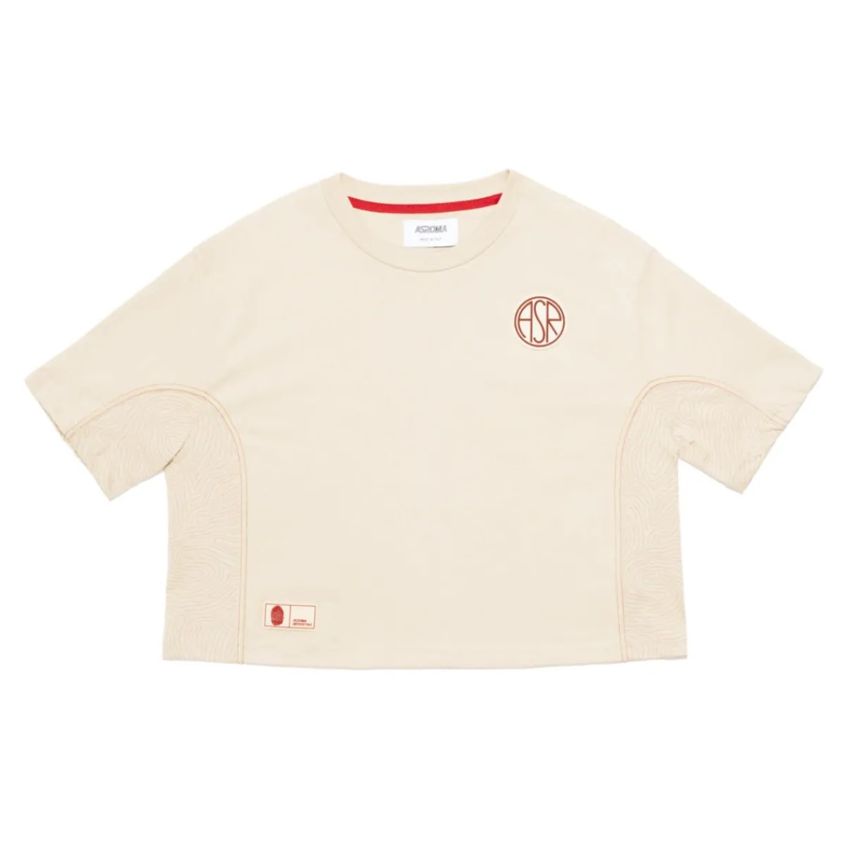 AS Roma T-shirt cropped logo ASR, Donna, Crema<Donna T-shirts E Polo