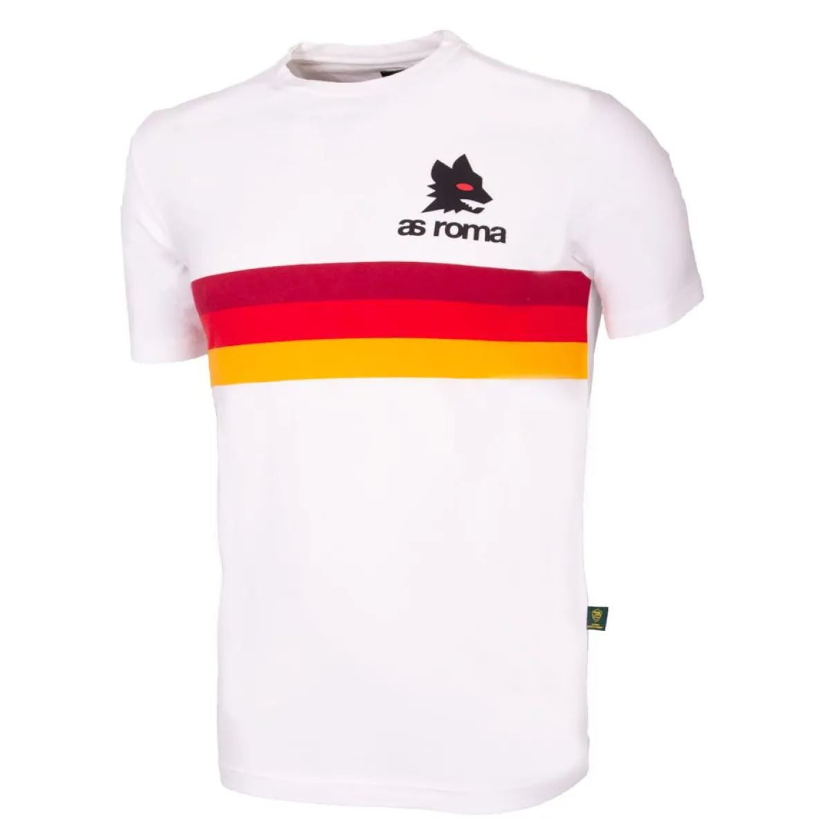 AS Roma T-shirt retrò righe e logo lupetto, Adulto, Bianco<Uomo T-shirts E Polo
